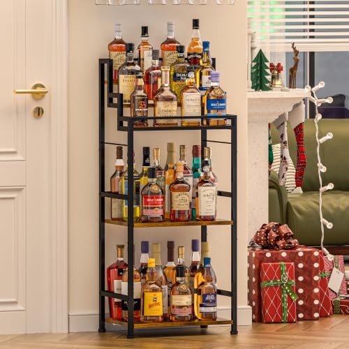 5-Tier Industrial Liquor Cabinet and Wine Rack with Metal Storage Shelves