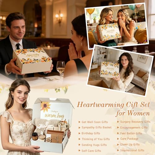 TsunNee Khaki Gift Set - Get Well & Thank You Gift Box for Women, Care Package with Blanket, Mug, Candle & Self-Care Items