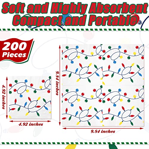 200 Pack Christmas Disposable Guest Hand Towels - Holiday Paper Napkins for Bathroom & Party Decor