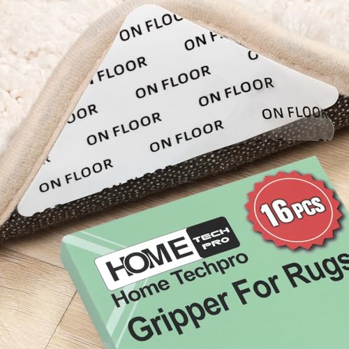 16 PCS Triangle Rug Grippers for Hardwood Floors - Non-Slip Carpet Tape
