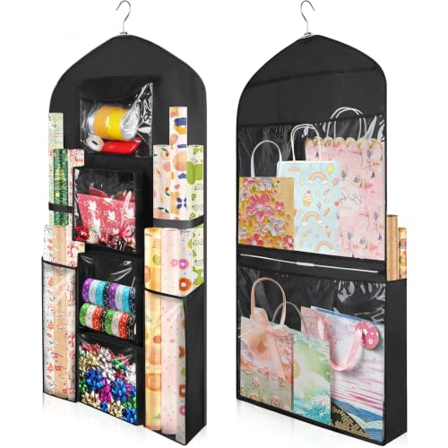 Hanging Wrapping Paper Organizer Over Door Gift Wrap Storage Bag