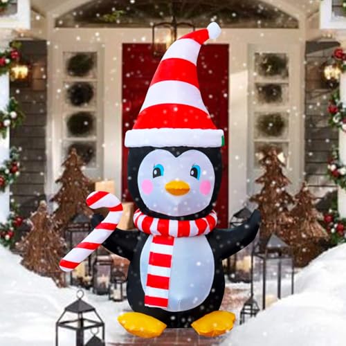 4 Ft Inflatable Christmas Penguin with Scarf & Candy Decor for Yard & Indoor Holiday Party