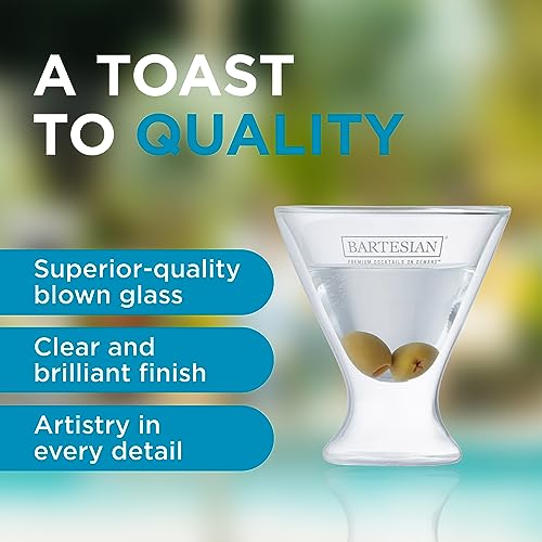 Bartesian Stemless Margarita Cocktail Glass Set - 2 Glasses for Margaritas & Cocktails