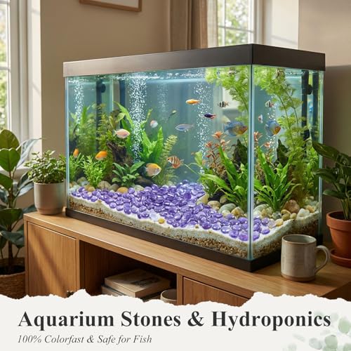 Purple Flat Glass Marbles 1 lb - Translucent Vase Fillers & Aquarium Gems
