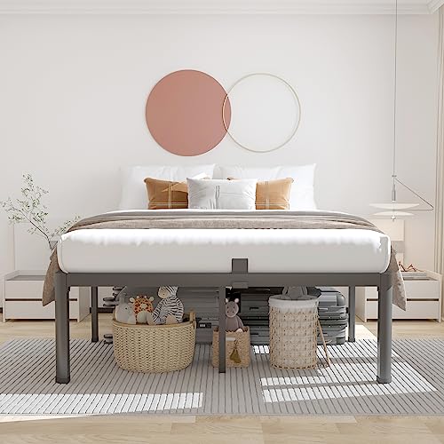 14-Inch Queen Metal Bed Frame with Rounded Corners & Under-Bed Storage