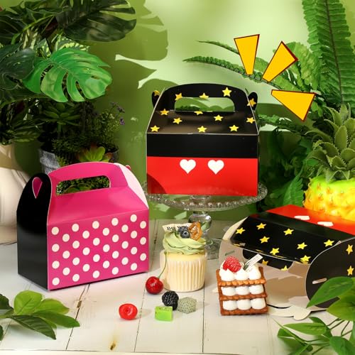 24 Pack Cartoon Party Favor Boxes, Kraft Paper Treat Bags for Birthdays