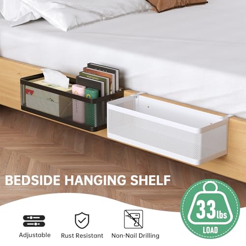 Hanging Bedside Caddy Shelf for Bunk Bed, Dorm Room, and Cubicle Wall