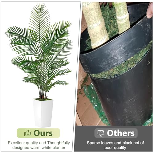 6FT Artificial Palm Tree with White Planter - Faux Potted Decor