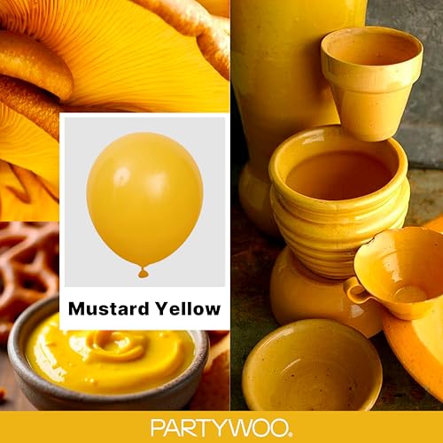 PartyWoo Mustard Yellow Fall Balloons 120 Pcs Assorted Sizes