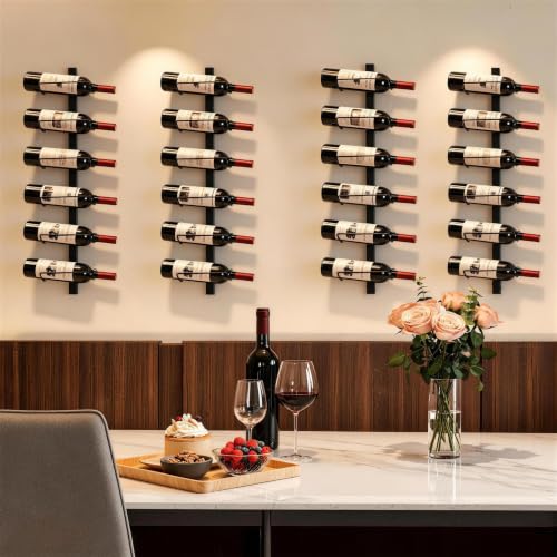 24-Bottle Wall Mounted Wine Rack, Detachable Metal Wine Storage Organizer