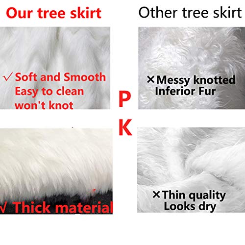 48-Inch White Faux Fur Christmas Tree Skirt - Luxury Plush Base Cover