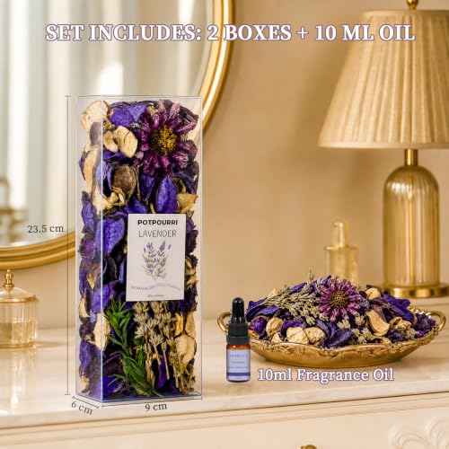 Lavender Scented Potpourri Bowl Filler with Essential Oil, 2-Pack