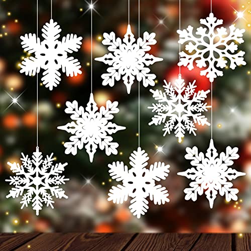 40 Pack 4-Inch White Glitter Snowflake Ornaments for Christmas Tree Decor