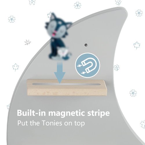 Sun3drucker for Toniebox 2 and Toniebox 1 Tonie Shelf Wall Mounted Set,Tonies Figures Tonies Storage,Magnetic Wooden Floating Shelves Compatible with Tonie Box Player Character