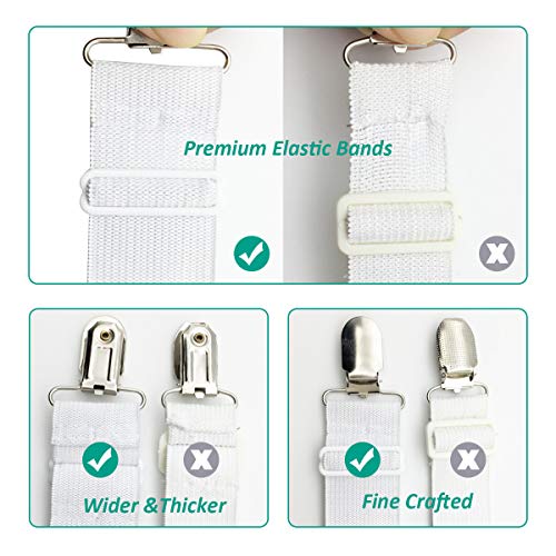 Adjustable Bed Sheet Holder Straps - 4 Pack Elastic Mattress Corner Clips