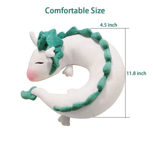 Anime Neck Pillow White Dragon Plush Doll Toy Kids Travel Neck Pillow, Cute Haku Plush for Chrismas Birthday Gift