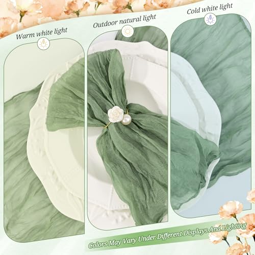 100 Pack Sage Green Cheesecloth Napkins 20"x20" Washable Gauze Table Napkins