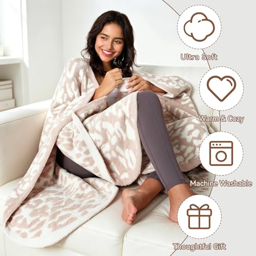 Wearable Blanket Poncho with Pockets, Ultra Soft Plush Reversible Wrap