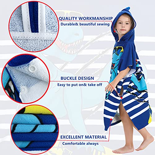 Kids Hooded Dinosaur Beach Towel – Soft Microfiber Bath Poncho Robe