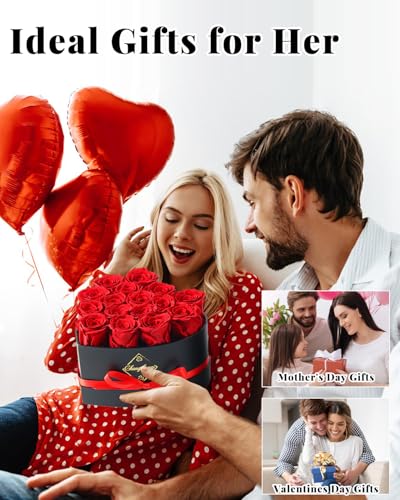 16 Preserved Roses in Heart-Shaped Gift Box - Real Eternal Flowers for Her
