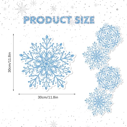 Snowflake Placemats Set - Blue Disposable Paper Placemats for Christmas & Winter Tables (24 Pack) Adirasenotek