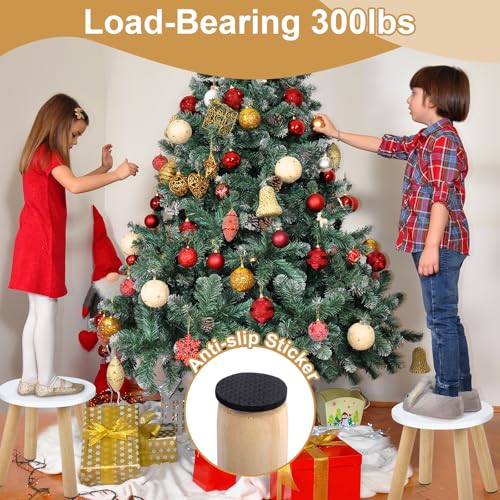 2-Pack Wooden Step Stool for Kids - Natural Wood Toddler Chair