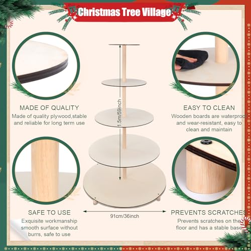 5-Tier Wooden Christmas Village Display Stand - 59 Inch Holiday Ornament Holder