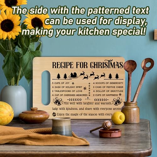 Christmas Recipe For Christmas Wooden Charcuterie Board - Winter Bamboo Cutting Board, Holiday Gift for Family & Friends