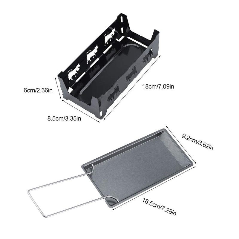 Cheese Raclette, Portable Foldable Non-Stick Cheese Rotaster Baking Tray Candlelight Cheese Melter Pan with Handle Spatula Barbecue Home Kitchen Grilling Tool