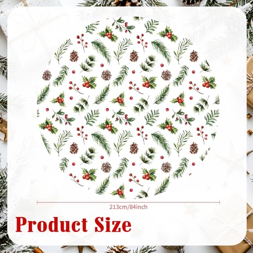 Oudain 6 Pack Christmas Round Tablecloth 84 Inch Holly Berry Cover for Holiday Dining