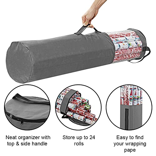 Gift Wrapping Paper Storage Organizer Bag for 40 Inch Rolls Grey