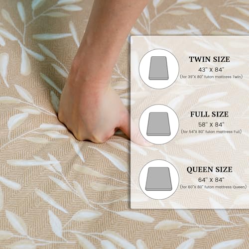 100% Cotton Futon Mattress Cover - Twin Size Washable Floor Mat Protector
