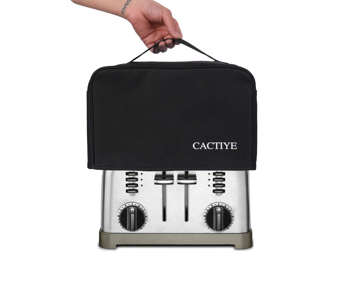 Cuisinart 4 Slice Toaster Dust Cover with Pockets, Can Hold Jam Spreader & Tongs, Dust & Fingerprint Protection, Black (12.5 * 10.5 * 7.5)