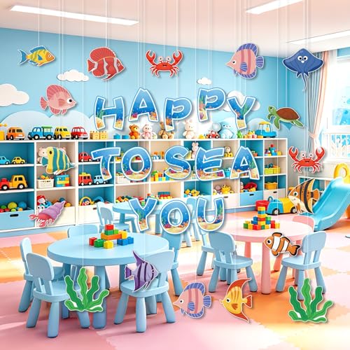 Ocean Bulletin Board Decorations Set - 64 Pcs Under The Sea Cutouts