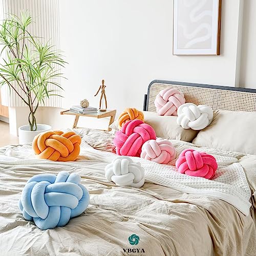 8-Inch Knot Ball Throw Pillow, Soft Velvet Decorative Round Cushion