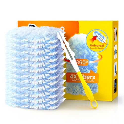 Heavy Duty 360 Microfiber Duster Starter Kit - 20 Refills with Handle