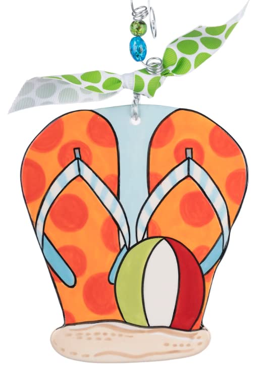 Glory Haus Flip Flop Hand-Painted Ceramic Christmas Ornament with Wire Hanger