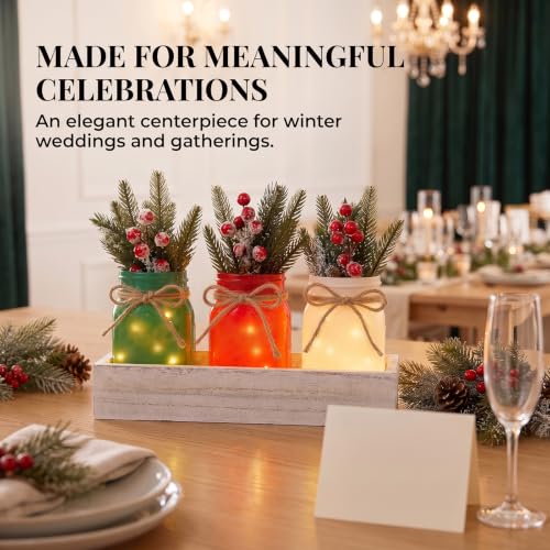 YSNN Christmas Mason Jar Centerpiece with LED Fairy Lights – Jar-christmas Variant