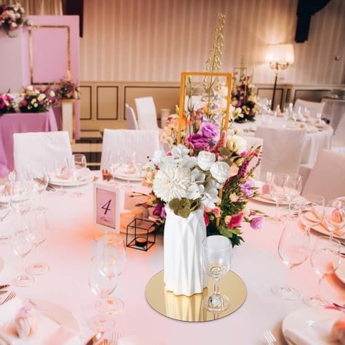 12 Pcs 7.87-Inch Round Acrylic Mirror Centerpieces for Wedding Tables