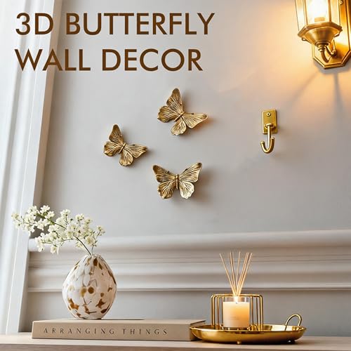 3D Butterfly Wall Decor Set - Antique Copper Resin Butterfly Wall Art (3-Pack)