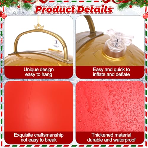 DERTE 6-Pack 24in Inflatable Christmas Ball Ornaments for Outdoor Yard Display