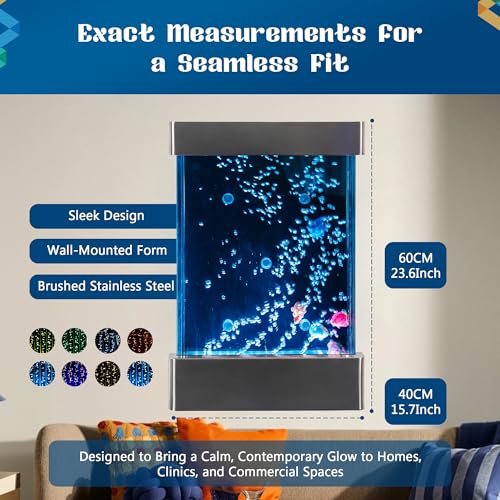 Wall-Mounted LED Bubble Wall – 24"x16" Stainless Steel Sensory Water Panel