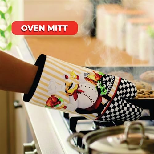 5-Piece Chef Design Kitchen Linen Set with Towels, Oven Mitt and Potholders