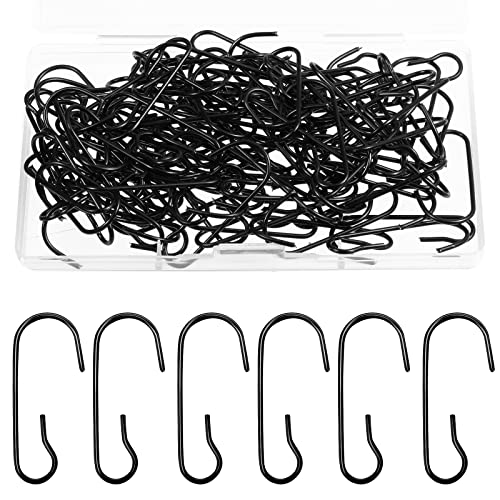 120 Pcs Black Metal Ornament Hooks with Storage Box for Christmas Tree