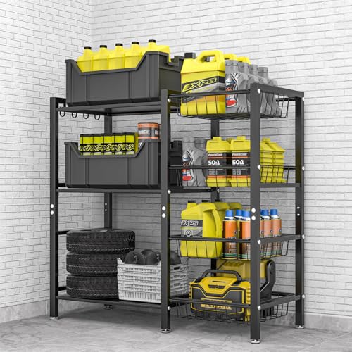3-Tier Kitchen Baker's Rack with 4 Storage Baskets - Utility Coffee Bar Stand