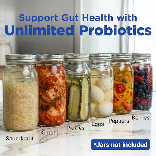 Fermentation Kit for Wide-Mouth Mason Jars with Venting Lids and Weights