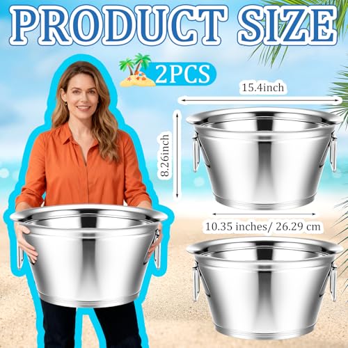 Maxdot 2-Pack Large Stainless Steel Champagne & Ice Buckets for Parties