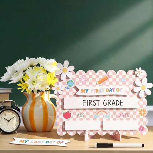 First and Last Day of School Chalkboard Sign with Erasable Markers