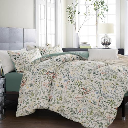 Floral Twin Duvet Cover Set - 100% Microfiber with Zipper Closure