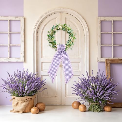 Purple Plaid Wreath Sashes - Set of 2 Indoor/Outdoor Decor